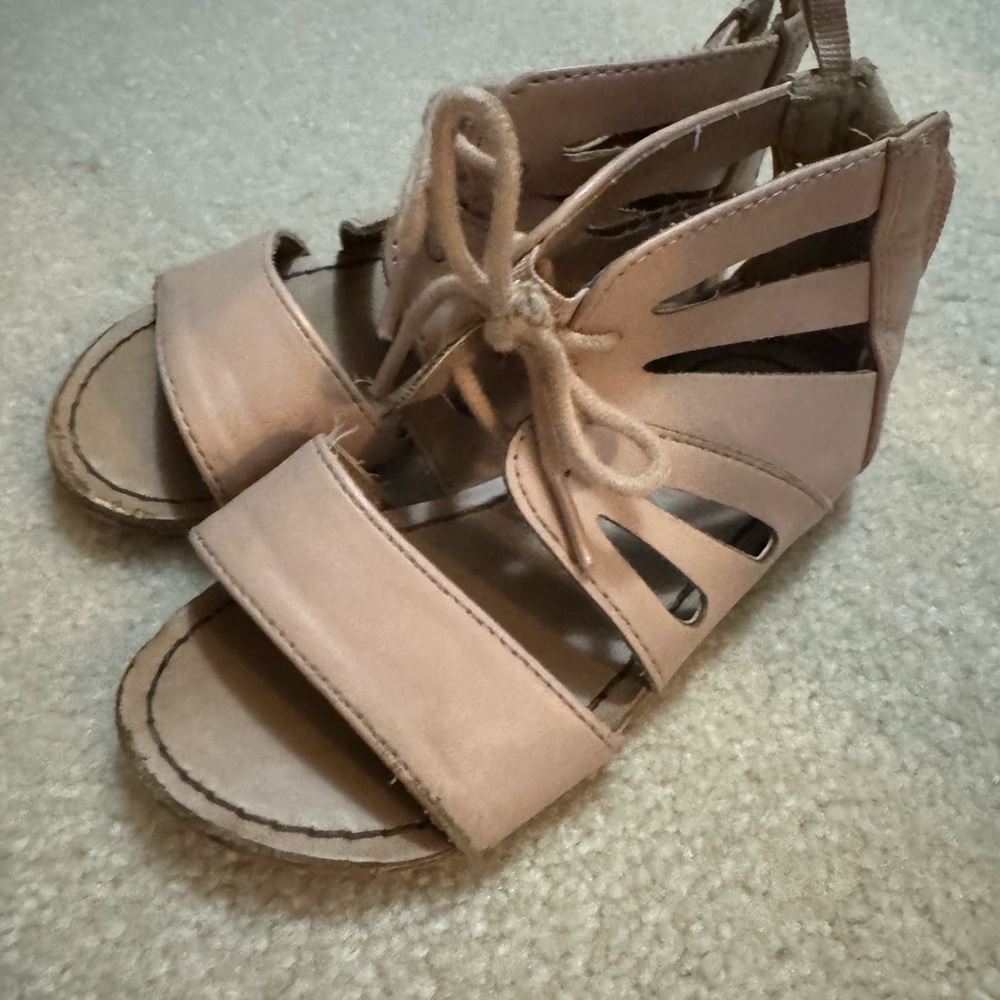Pink Strappy Sandals with Adjustable Laces